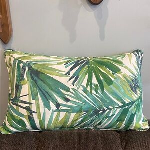 Tropical Green Leaf Print Pillow
